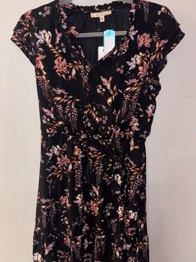 Stitch Fix Clio Flutter Sleeve A-Line Floral V-Neck Midi Dress